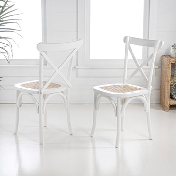 Cassis Traditional X-Back Wood Rattan Dining Chair - JONATHAN Y